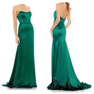 IEENA FOR MAC DUGGAL Crystal-Strap  Satin Sheath Gown Sz 2